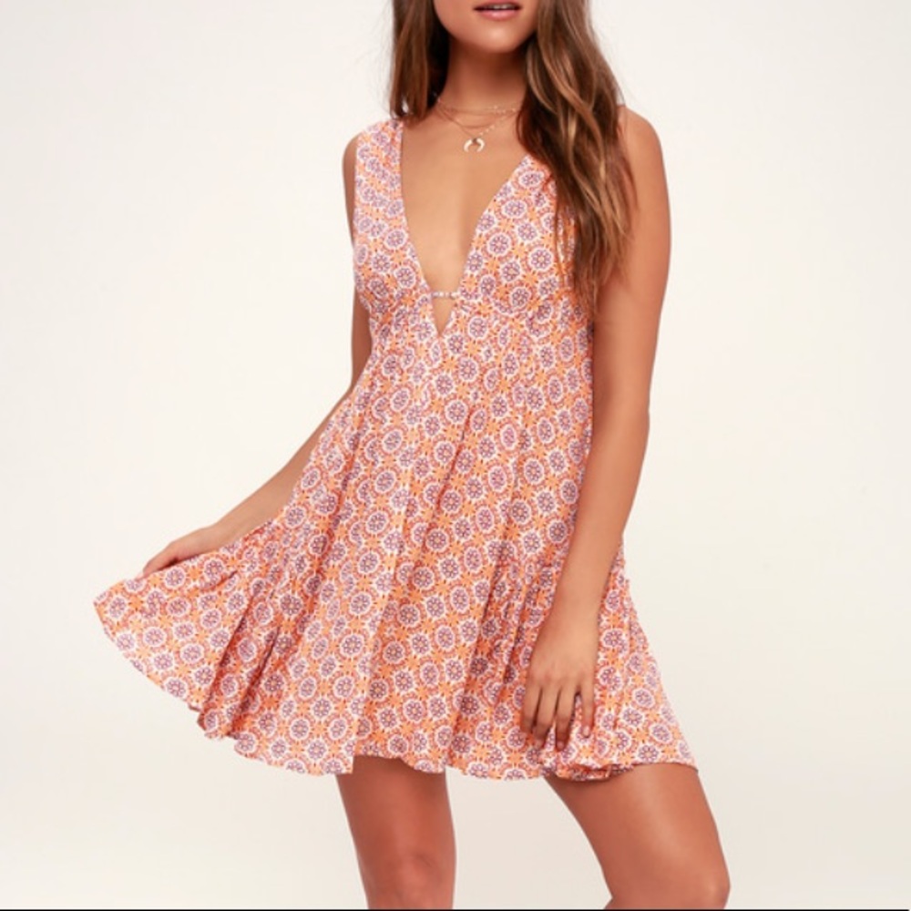 Sun Dancer Orange Tile Print Dress | LULUS